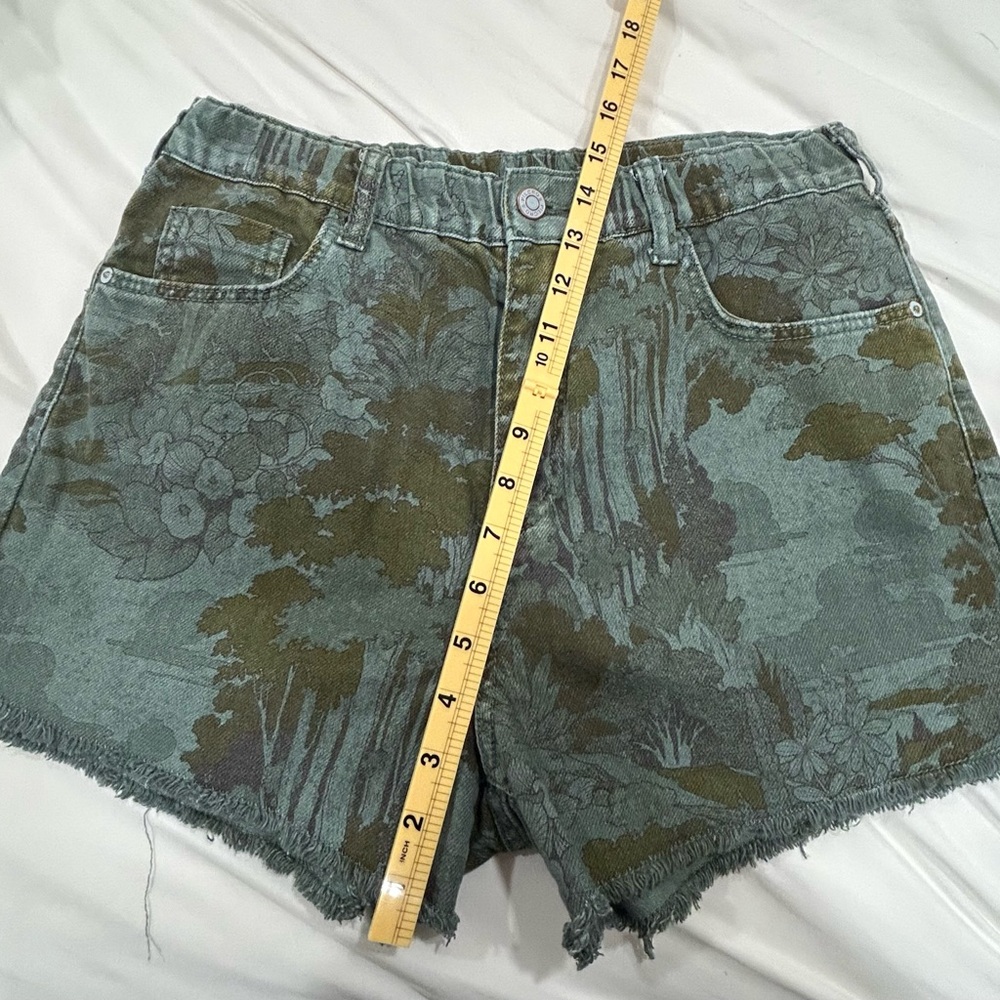 Pilcro Anthropologie Y2K Cottagecore Floral Denim Cutoff Shorts Green Print Sm - Picture 4 of 7